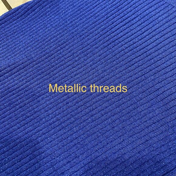 Lane Bryant 3/4 Sleeve Metallic Blue Knit Sweater Top Size 10/12 NWT - Picture 7 of 10